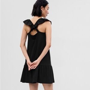 Gap Black Ruffle Hem Mini Dress Backless Sundress Flutter Sleeves Plus Size XXL